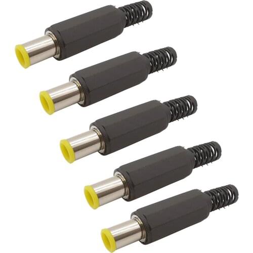 1/2/5Pcs Yellow Head 6.5*4.4mm with 1.3mm Tip DC Plug Jack Charger DIY Repair Adapter 6.5 x 4.4mm DC Power Male Plug Connector