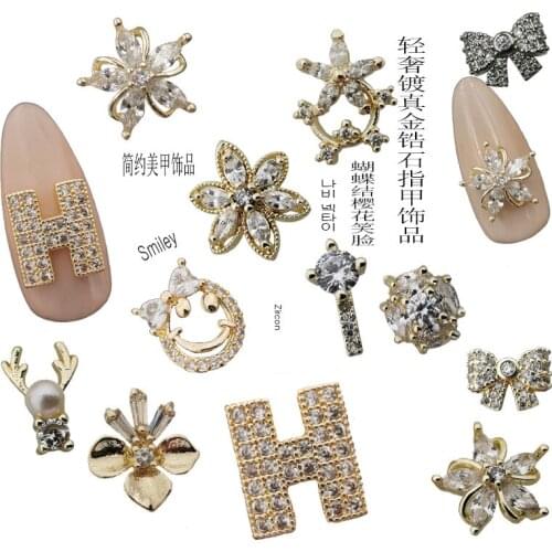 1pcs/bag Korea 3D Nail Art Accessories Alloy Luxury Nail Parts Glitter Zircon Nail Decorations Charm Jewelry Bride Nail Supplies