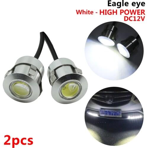 2pcs Reversing Radar LED Eagle Eye Light Pure White Bulbs 12V 9W Daytime Running Lights Car Auto Backup Reverse Taillight Lamps