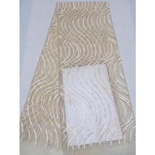 2021 Wedding Sequins Nigerian Lace Fabric Bridal Fashion African French Lace Fabric 5Yards Tulle Mesh Net Lace Materials CD25051