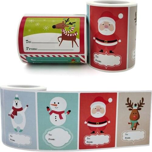 250pcs/Roll Christmas Gift Name Tags Adhesive Stickers Present Box Envenlope Card Stationery Seal Labels Decals Decoration