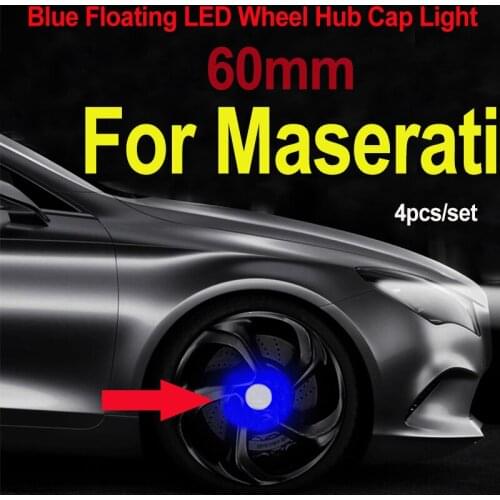 4pcs 60mm Car Wheel Rim Center Caps Covers Led Light Floating Illumination for Levante Quattroporte Ghibli Gran Turismo Cabrio