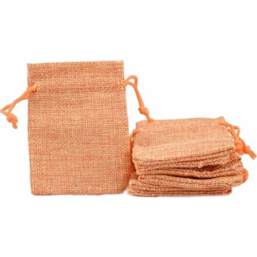 7x9cm Burlap Jute Drawstring Mini Bags 50pcs packaging Bags for Wedding Party Christmas Gift Jewelry Color Orange