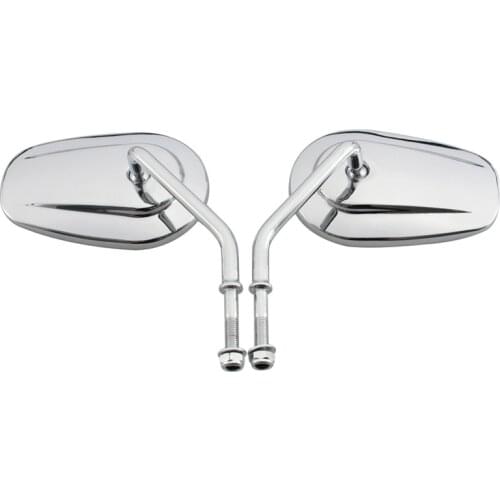 8mm Chrome Motorcycle Sportster Mirrors Long Stem for Road King Street Electra Glide Road Glide Dyna Softail 1982-2020