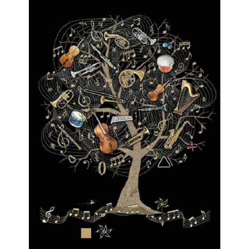 Diamond painting cross stitch Music tree Full Square round Embroidery Violin saxophone clarinet Rhinestone Mosaic Art picture