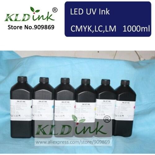 [ KLD Ink ] Compatible LED UV Ink for inkjet UV flatbed printer with DX5 DX6 DX7 printhead ( 6 pieces X 1000ml )