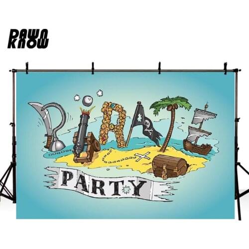 DAWNKNOW Cartoon Pirate Photography Background Baby Photocall Birthday Party Photo Backdrop Children Photo Studio lv732