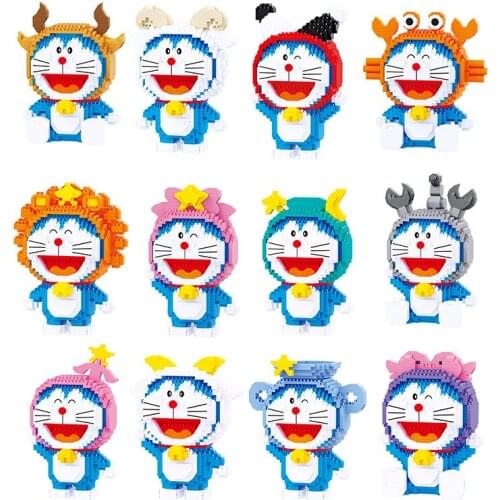 Cartoon Twelve Constellations Doraemon Leonis Figures Building Blocks Aries Cancer Mirco Brick Taurus Toys For Children Gifts