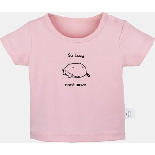 So Lazy Can't Move Cat Don't Touch Me Cat Design Newborn Baby T-shirts Toddler Graphic Solid Color Short Sleeve Tee Tops
