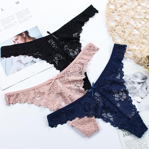 Cotton Low-waisted Seamless Women Sexy Lace See-Through Breathable Thongs Briefs Panties Lingerie Underwear G String Underpant