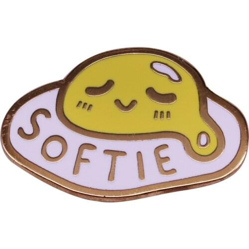 Kawaii Softie Fried Egg Badge Cute Breakfast Foodie Enamel Pin Don't Go Bacon My Heart