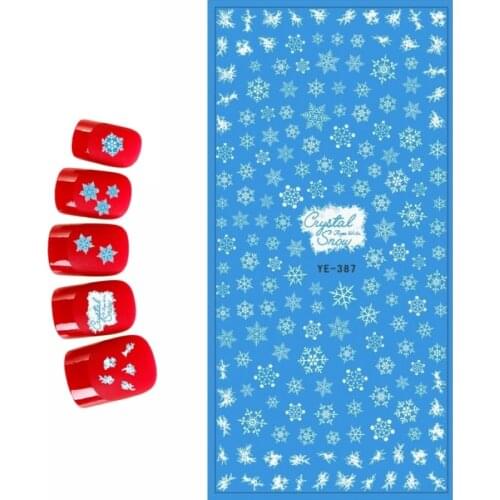 UPRETTEGO NAIL ART BEAUTY WATER DECAL SLIDER NAIL STICKER CARTOON XMAS SNOW FLAKE TRIPLE COLORS FLOWER YE387-392