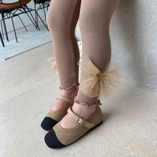 2021 New Kids Girls Leggings Autumn Solid Bow Tie Children Trousers Girl Casual Pencil Pants Cute Toddler Leggings 1-7Years