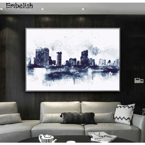 1 Pieces Hot watercolor City Landscape HD Print On Canvas Oil Paintings For Living Room Modern Home Decor Wall Art Pictfures