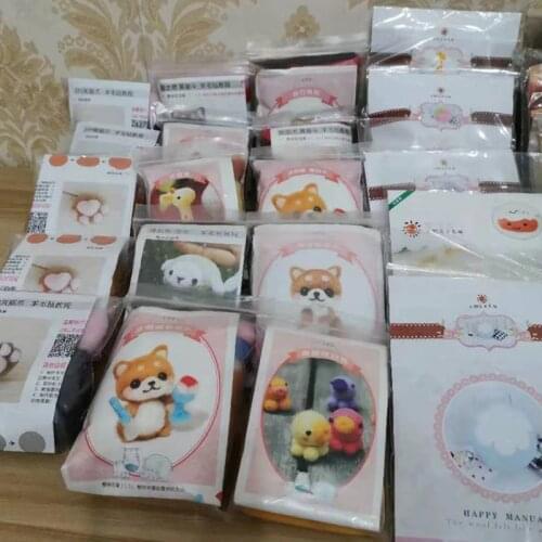 5 sets/lot random pattern wool needlepoint kit wool felt needle felting pendant craft needlecraft DIY handmade