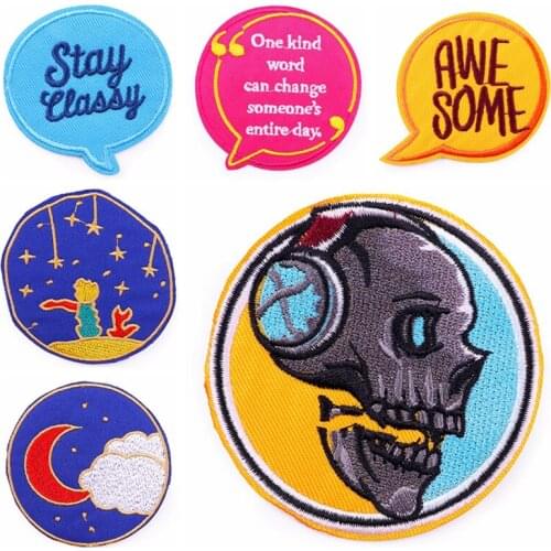 Skull Patch Cartoon Animal Letter Embroidery Patches For Clothing Patch Stripes Stickers Patches For Clothing Applique Badge