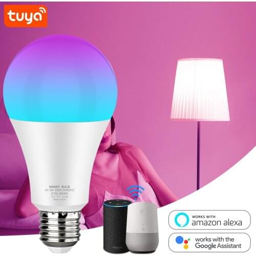 Dimmable WiFi Smart Light Bulb E27 RGB Magic Bulbs 12W 15W Tuya Smart Lamp AC90-250V Voice Control Work with Alexa/Google Home