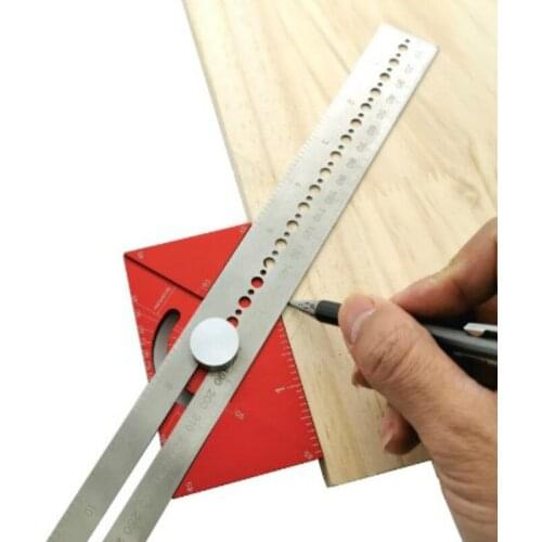 Dividing Line Ruler Angle Ruler Multi-function Scribing Ruler T-type Hole Ruler Woodworking Scribing Mark Line Tools
