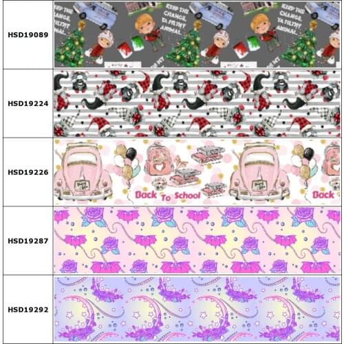 Merry Christmas School Cocomelon Cartoon Printed Grosgrain Ribbon Party Decoration 10 Yards DIY BowMaterial Handmade Hiarbow