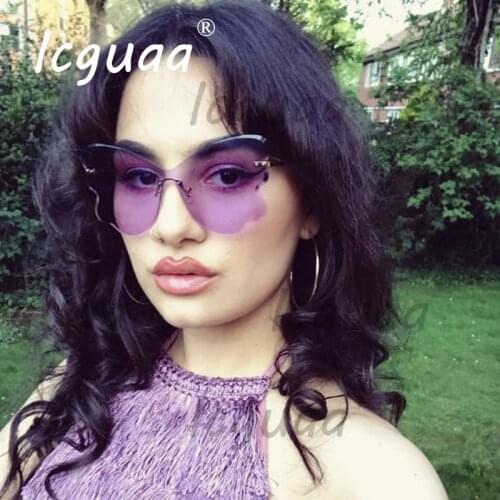 Butterfly Sunglasses women 2020 Rimless Men Women Fashion Shades UV400 Metal Glasses oculos masculino Okulary Gafas de sol mujer