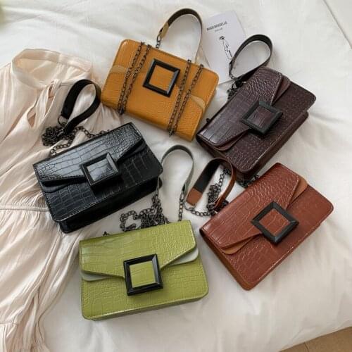 Stone Pattern PU Leather Crossbody Bags for Women New 2021 Small Simple Shoulder Bag Female Luxury Chain Hand Bag and Purses