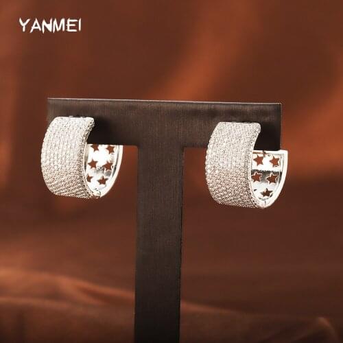 Ring Hollow Star Full Diamond Stud Earrings Shiny Luxury Handmade Stud Earrings for Women Geometric Fashion Jewelry High Jewelry