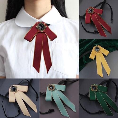 Unisex Fashion Brooch Necktie Adjustable Ribbon Bow Tie Rhinestone Party Banquet Formal Accessories