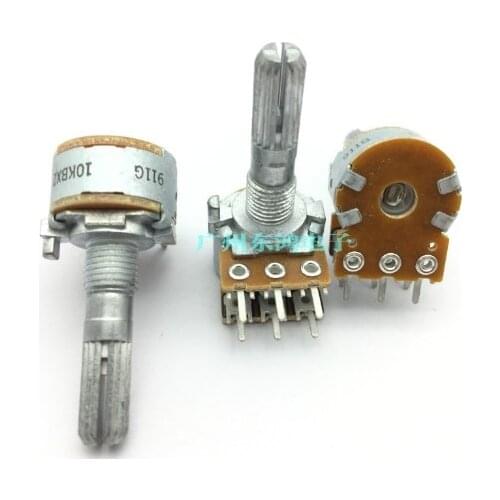 Japan ALPS 16 type RK16 B10K B10KX2 10KBX2 double dual potentiometer shaft 25MM Power amplifier volume switch