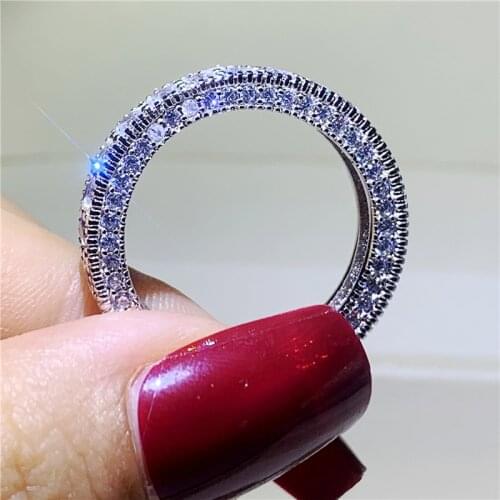 Vintage women ring 925 Sterling Silver Handmade 5A Cubic Zirconia Women Wedding Bridal Ring for Lovers Gift