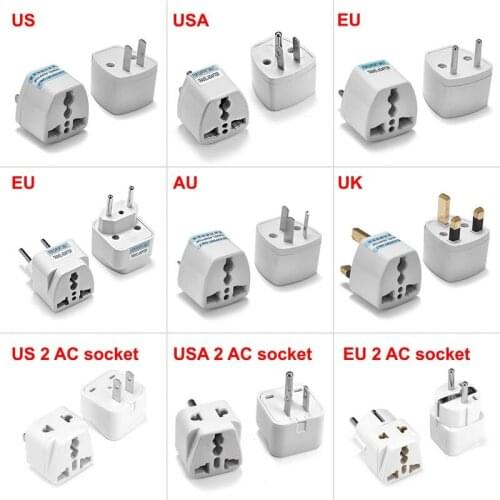 100pcs US Plug Adapter UK EU AU Power Adapter Plug Japan Euro To American Travel Adapter Converter AC Electric Plug