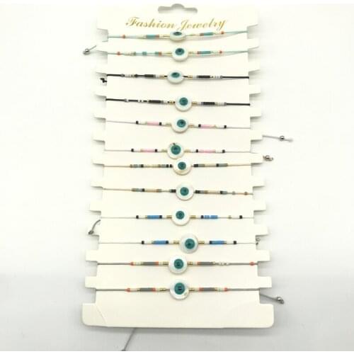 12pcs/lot New Arrival Shell Eye Seed Beads Adjustable Pull Tie Bracelets