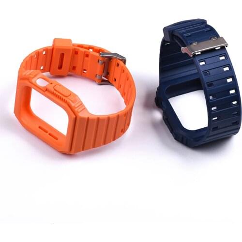 38mm 40mm 42mm 44mm TPU Rubber Strap+Protective Case New For Apple iWatch Series SE 6 54321 Waterproof Diving Watchband Bracelet