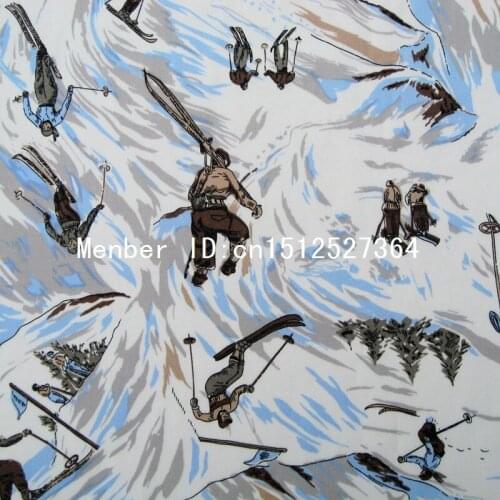 70cmx80cm - Cotton Woven Fabric - Skiiing