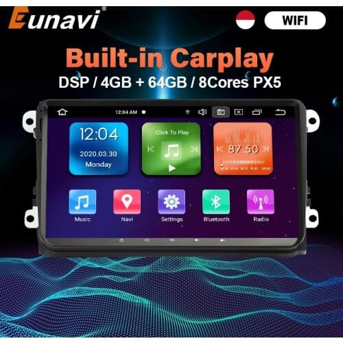 Eunavi 2 Din Car Multimedia Video Player Auto Radio GPS For VW Polo Golf 5 Touran Jetta Tiguan passat b6 cc fabia Android System