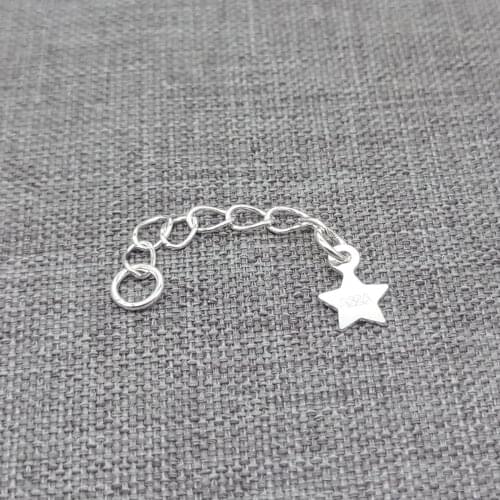 12 Pieces of 925 Sterling Silver Star Chain Charm Pentagram Chain Extension Extender