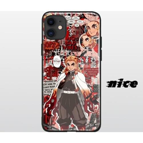 Rengoku Kyoujurou Kimetsu no Yaiba cover FOR iPhone SE 6s 7 8 x xr xs 11 pro max Samsung note 10 20 plus glass phone case shell