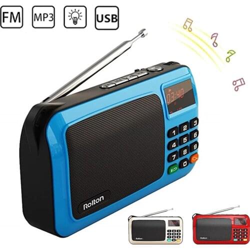 Digital Portable Mini FM Radio Speaker Music Player Rolton W405 Support TF Card USB for PC iPod Phone Subwoofer with LED Display