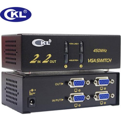 CKL VGA Switch Splitter 2 in 2/4 out Support 2048*1536 450MHz for PC Monitor TV Projector Metal CKL-222B & CKL-224B