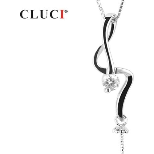 CLUCI Twist Silver 925 Pearl Pendant Mounting Women Charms Jewelry 925 Sterling Silver Zircon Charms Pendant SP100SB