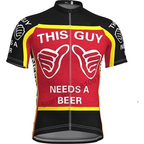 This Guy Need A Beer Cycling Jersey Short Sleeve Bike Wear Summer Clothing Red Mtb Jersey Triathlon Maillot Ciclismo