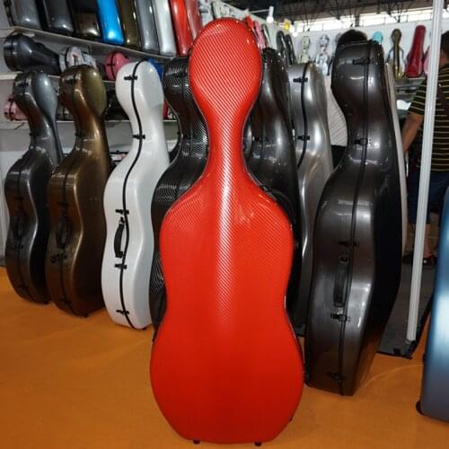 Factory outlet 4/4 cello case carbon fiber cello hard case 3.6kg red stripe color light weight