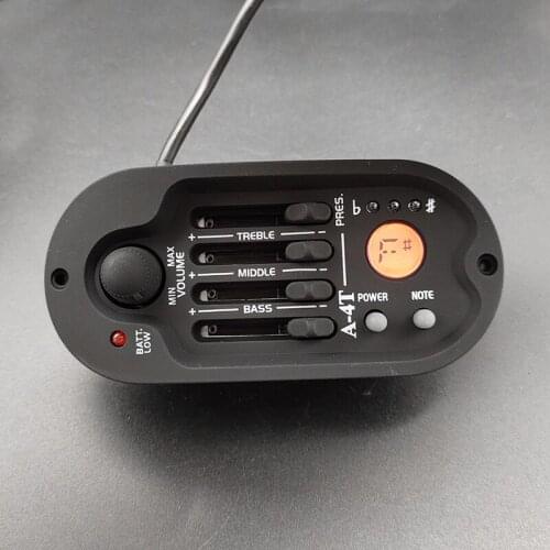 Acoustic Guitar Preamp 4 Band A-4T Folk Guitar Pickup EQ Equalizer Piezo Pickup Line with LCD Tuner Guitar Parts