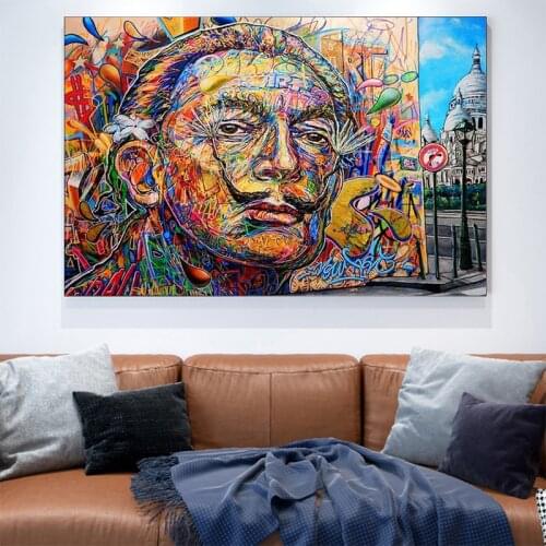 Street Art Canvas Painting Abstract Salvador Dali Posters and Prints Wall Graffiti Art Picture for Living Room Home Decor Cuadro