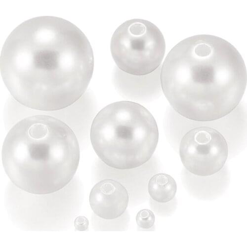 3-20mm Plastic White Imitation Pearl Spacer Beads Loose Pearl Bead With Hole For DIY Jewelry Making Findings Accessories