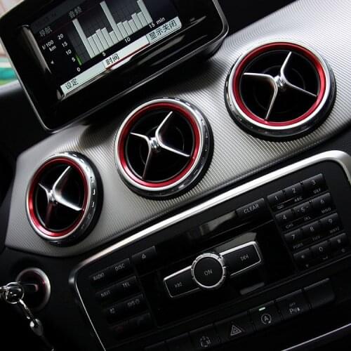 Angelguoguo 10 Sets Aluminium alloy Instrument panel Air outlet decoration ring For Mercedes Benz A/B/GLA/CLA Class