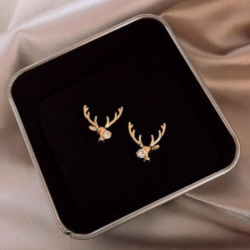 Creative Christmas Ornaments Stylish Christmas Elk Crystal Deer Stud Earrings Women Fashion Jewelry Gift christmas decorations