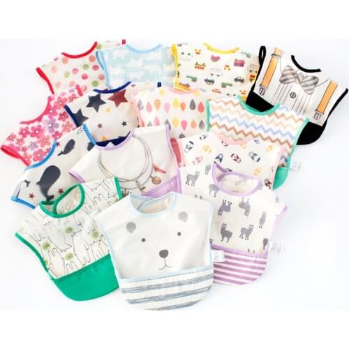 Adjustable Baby Bibs EVA Waterproof Feeding Bibs 3 piece/lot Baby Cartoon Feeding Cloth Children Baby Apron Babador de bebe