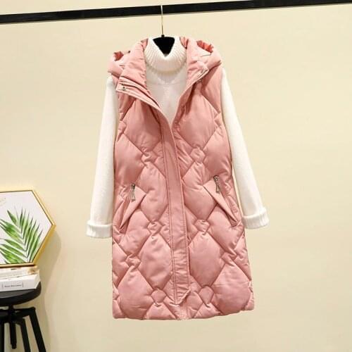 New 2021 Spring Women Fashion Slim Fit Long Vest Female Thicken Cotton Padded Winter Vest Ladies Sleeveless Jacket Waistcoat Q48