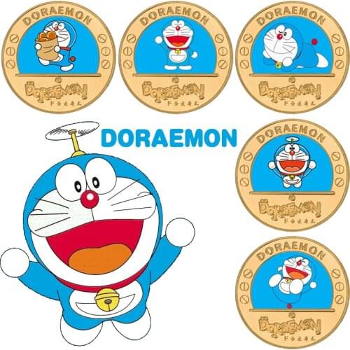New Arrove Japanese Anime Gold Plated Coin Collectibles with Coin Case Cat Robot Challenge Coins