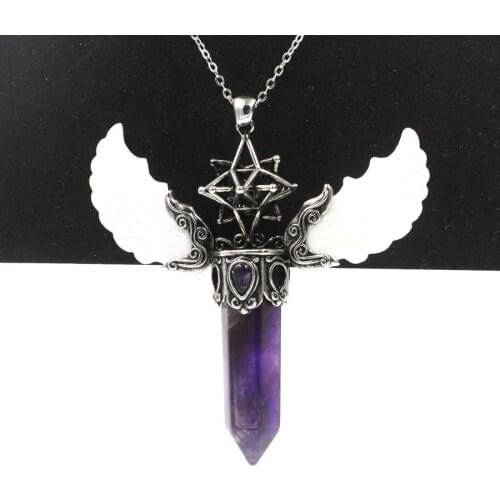 Natural Merkaba Stone Pendant 3Pcs/Lot Hexagonal Amethystss Crystal Necklace Stone Pendant Vintage Party Jewelry Healing Stones